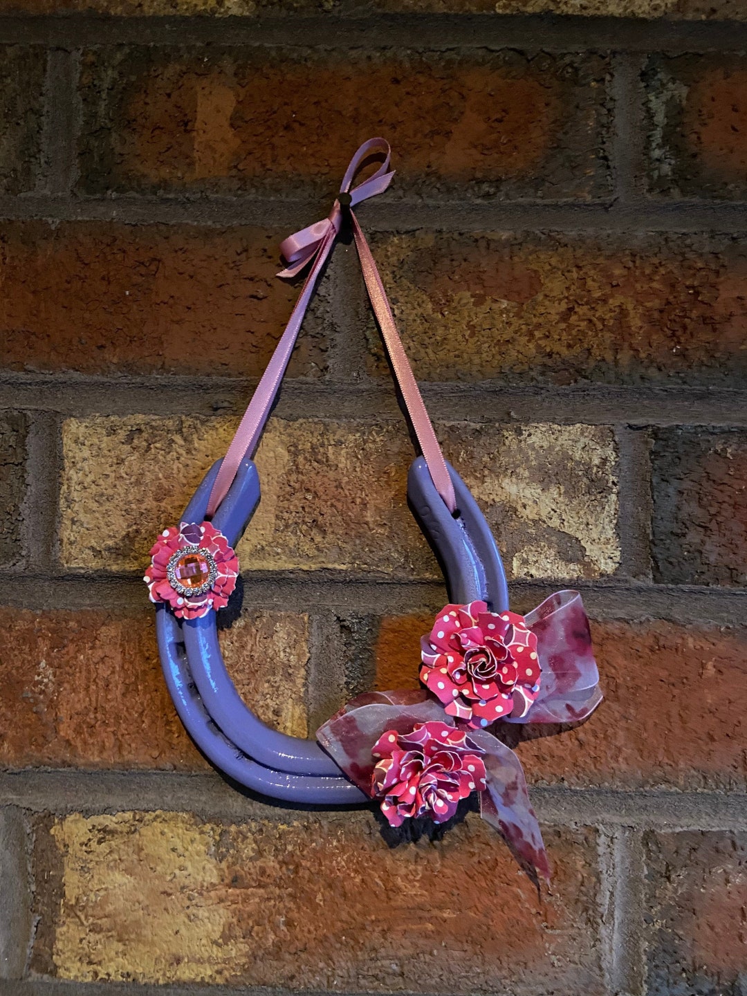 Zapato de caballo lila / zapato de caballo con flores / zapato de