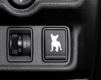 Sticker Franse Bulldog | Sticker Frenchie | Sticker met lege knop voor auto