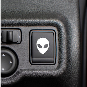 Alien Head Decal | Blank Button Sticker for Car