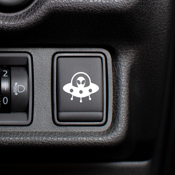 UFO Alien Decal | Blank Button Sticker for Car