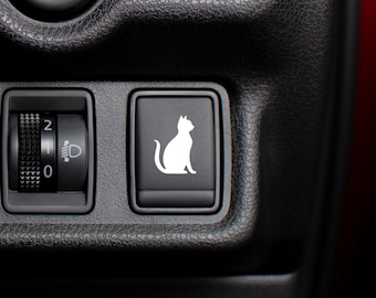 Cat Button Decal | Blank Button Sticker for Car