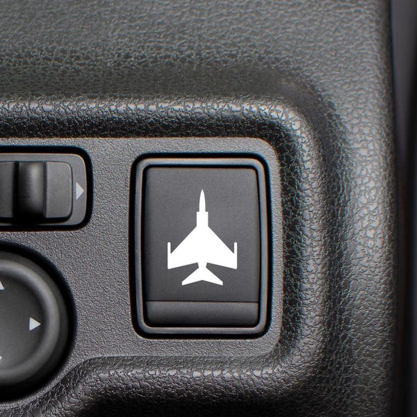 Fighter Jet Button Decal | Blank Button Sticker for Car