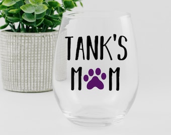 Personalized Dog Mom Stemless Wine Glass | Dog Mother's Day Gift