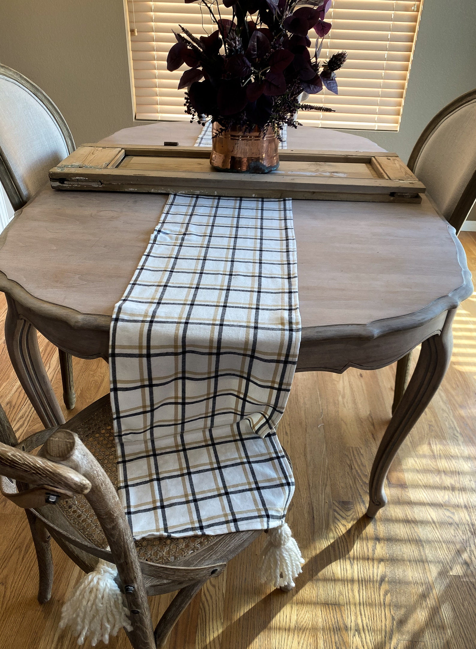 Flannel Table Runner with Tassels Etsy