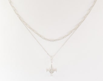 Cardi C’z Grucifix PREQUELLE Petite Necklace Sterling Silver