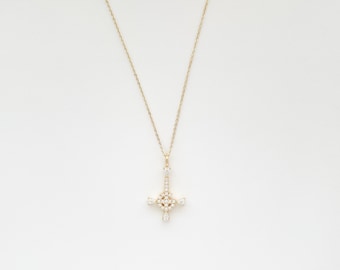 Cardi C’z Grucifix PREQUELLE Petite Necklace Gold Vermeil