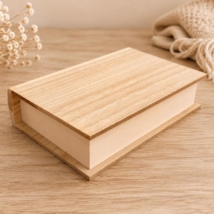 Unfinished wooden box book shaped, unfinished wood box, diy wooden box, jewelry box, jewelry box, magnet clasp