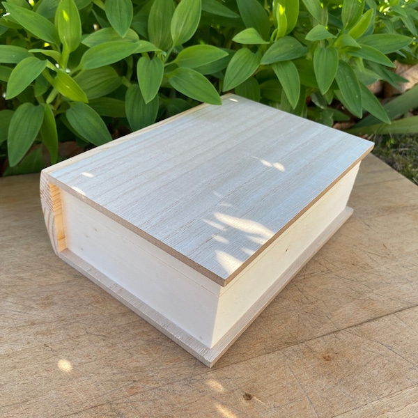 Unfinished wooden box book shaped, unfinished wood box, diy wooden box, jewellery box, jewelry box, magnet clasp