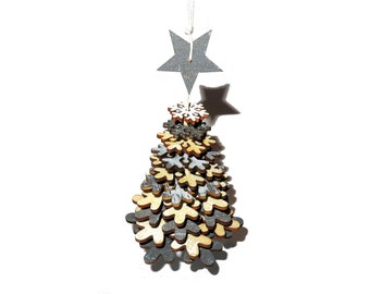 Arbre de Noel gris en bois, forme d'arbre de Noel, arbre en bois, arbre en bois unique, décor d'arbre de bois, décorations de Noel, forme d'arbre en bois