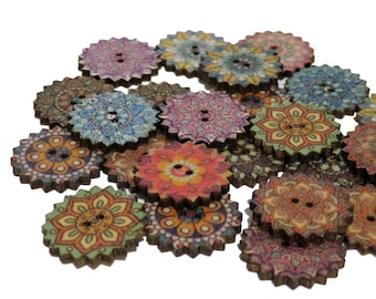 x25 Botones de engranajes de la serie Retro para artesanía, botones vintage, botones de madera, botones de suéter, cárdigan, botones artesanales, 15mm, 20mm, 25mm
