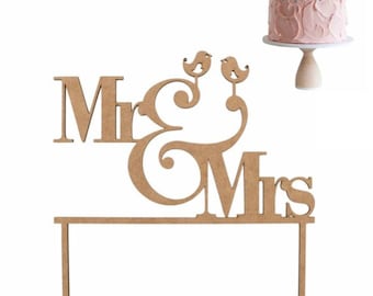 Onvoltooide Mr & Mrs houten taarttopper, bruiloft, net getrouwd, taarttopper, net getrouwd topper, houten taarttopper, bruid en bruidegom