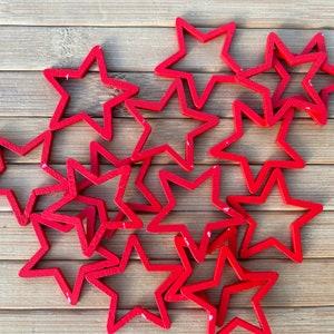 x10 Estrellas de madera con 35mm, decoración de bodas, estrellas de madera contrachapada, formas de madera, formas artesanales de madera, estrellas azules, rosas, rojas, estrellas de Navidad Red