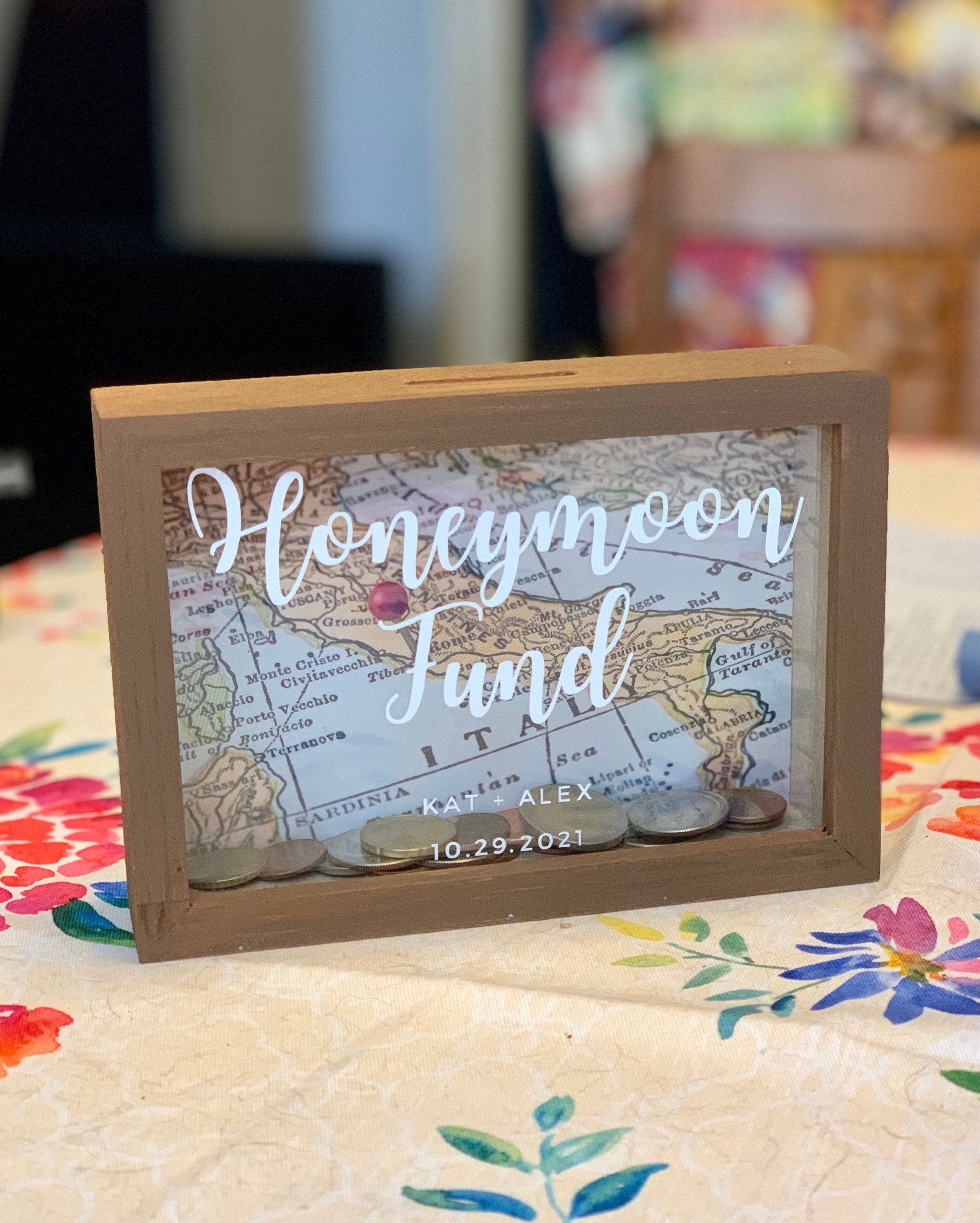 Unfinished glass wooden money box saving wood box craft Etsy