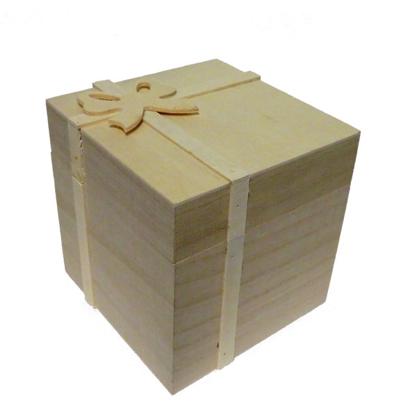 Boîte en bois cadeau inachevée avec des détails en bois pour le stockage ou l’artisanat, boîte en bois inachevée, boîte en bois de bricolage, boîte cadeau, boîte cadeau