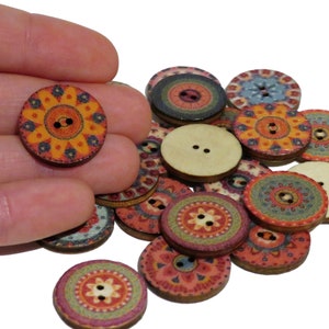 x25 Botones redondos serie Retro para artesanía, botones vintage, botones de madera, botones de suéter, cárdigan, botones artesanales, 15, 18, 20, 23, 25mm imagen 6