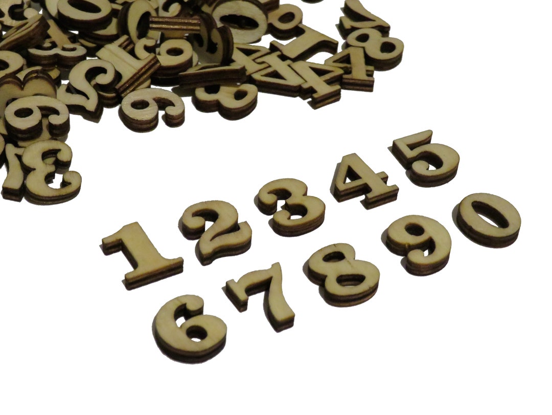 X100 Unfinished Laser Cut Wooden Numbers, Mix, Small Numbers, Wood