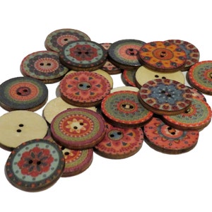 x25 Botones redondos serie Retro para artesanía, botones vintage, botones de madera, botones de suéter, cárdigan, botones artesanales, 15, 18, 20, 23, 25mm imagen 3