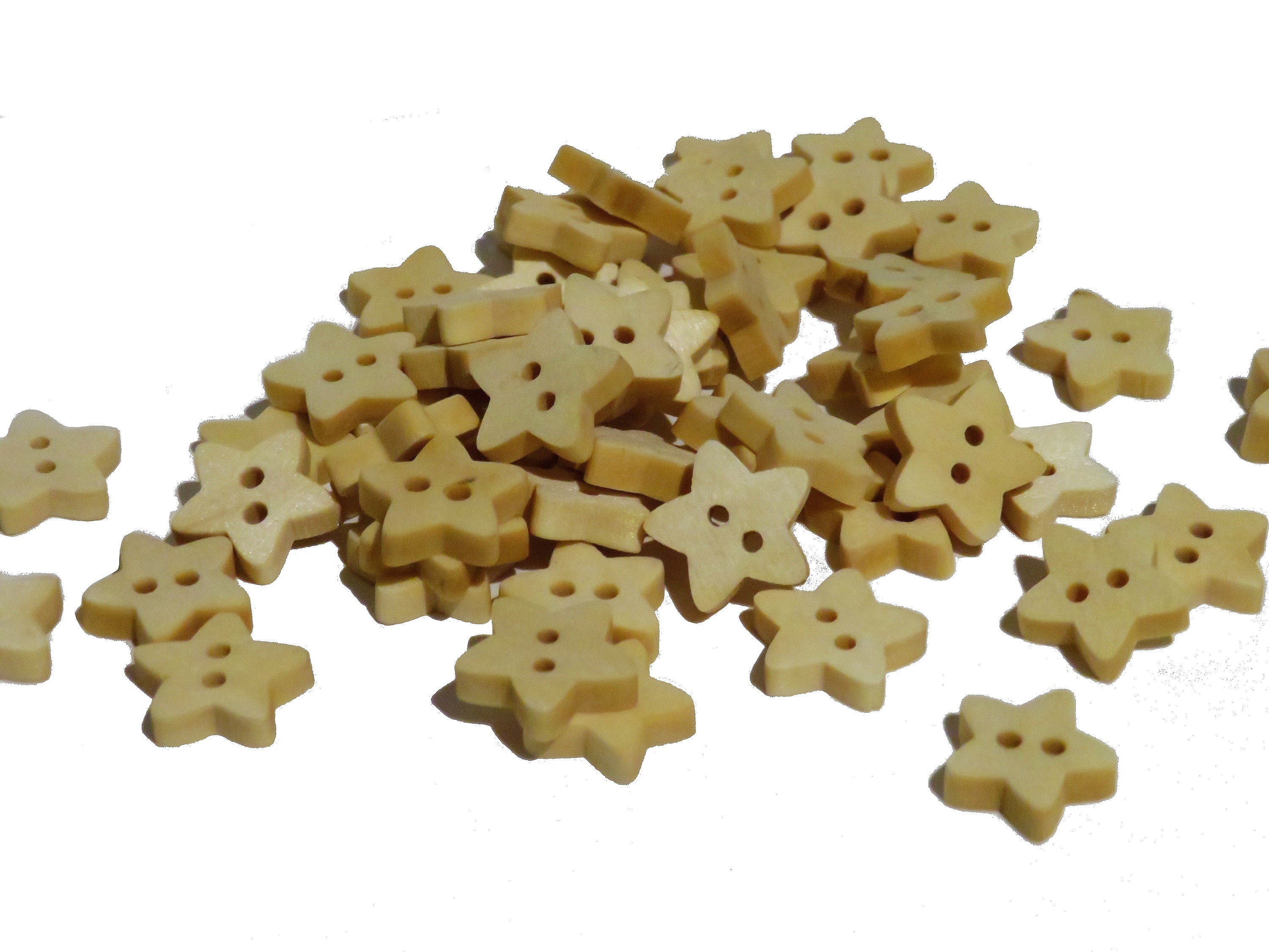 X10 Plain Wooden Star Shaped Buttons Wood Star Buttons Wood Etsy