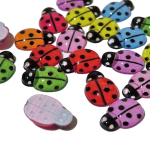 x20 Coccinelle colorate in resina 13mm per artigianato, applicazioni di animali coccinella da 13mm, decorazioni primaverili, forniture artigianali, coccinella in resina, animale carino