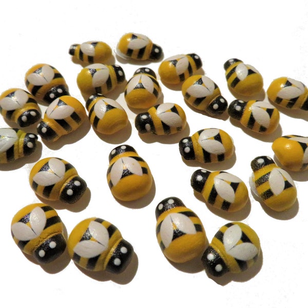 Wooden bumble bee sticker, small 12mm embellishments, animal adhesive craft decorations, appliqués, spring decoration, craft supplies