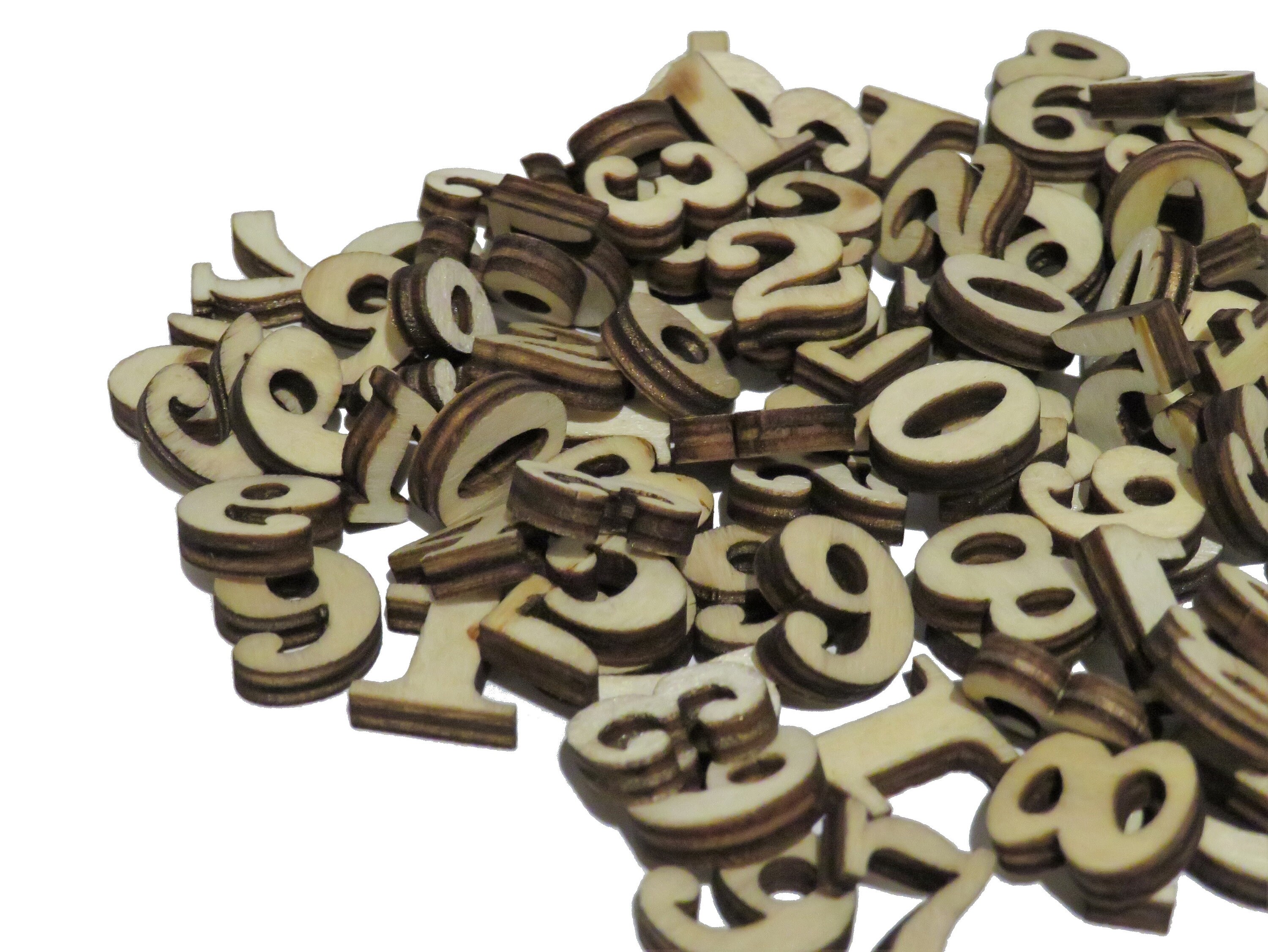 X100 Unfinished Laser Cut Wooden Numbers Mix Small Numbers Etsy