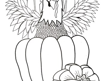 Thanksgiving Turkey and Pumpkin Coloring Sheet