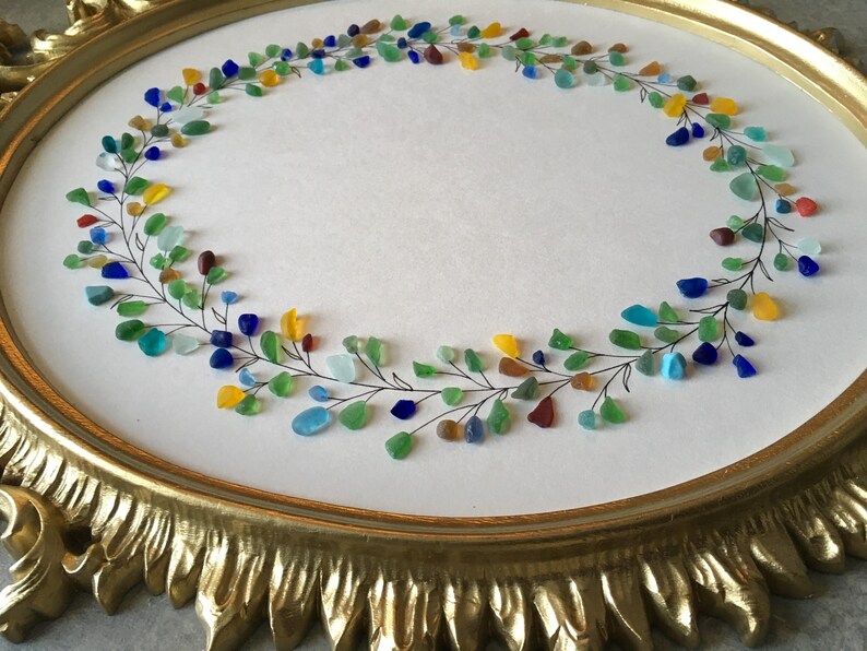 SEAGLASS VICTORIAN OVAL Wreath4, Large Ornate Oval Gold Frame