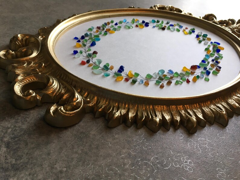 SEAGLASS VICTORIAN OVAL Wreath4, Large Ornate Oval Gold Frame