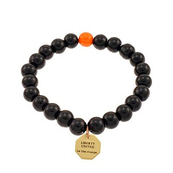 Beaded Bracelet/ Unisex Be the Change Jewelry/ Black Beaded Jewelry/  Mahatma Gandhi Bracelet/ Gandhi Quote Jewelry/ Jewelry With a Cause