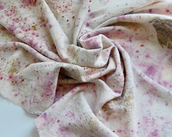 Raw Silk Bandana Botanically Dyed - Medium / Plant Dye / Handmade Raw Silk Scarf / Raw Edge / Hand Dyed with Plants / Raw Silk Accessory