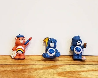 Vintage Care Bears Kenner Miniature Figures, Care Bears Mini Figures, Grumpy Bear Mini Figure, Cheer Bear Mini Figure - 18091