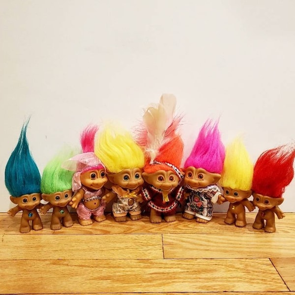 PICK Your OWN Treasure Troll, Vintage Treasure Trolls, Gemstone Trolls, Treasure Trolls, Rainbow Trolls, Rainbow Hair Troll, Colorful Trolls