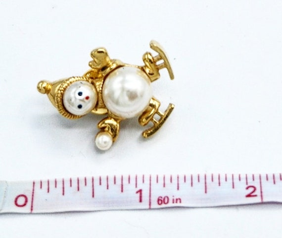 Vintage Snowman Pin, Vintage Pearl Snowman Pin, S… - image 4