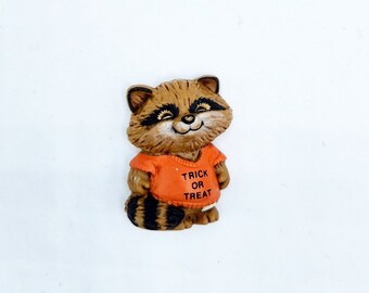 Raccoon, Halloween, Pin, Brooch, Jewelry, Trick or Treat, Accessory, Vintage, 80s, Halloween Jewelry, Raccoon Jewelry, Vintage Halloween