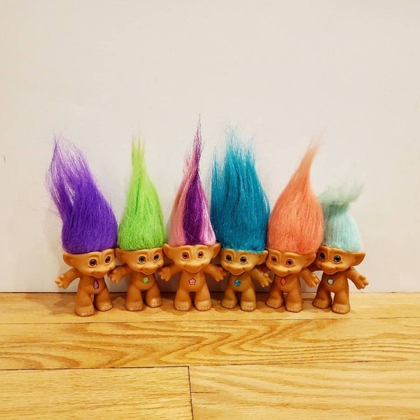 PICK Your OWN Treasure Troll, Vintage Treasure Trolls, Gemstone Trolls, Treasure Trolls, Rainbow Trolls, Rainbow Hair Troll, Colorful Trolls