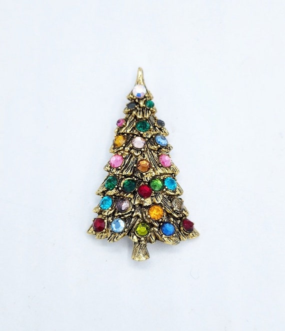 Vintage Christmas Tree Brooch - Gem