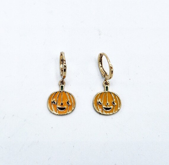 Vintage Halloween Pumpkin Earrings, Halloween Ear… - image 1