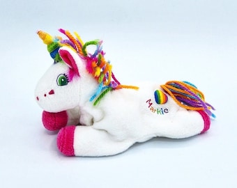 Gorro de Lisa Frank, gorro Markie de Lisa Frank, gorro de unicornio de Lisa Frank, peluche de Lisa Frank, peluche de unicornio de Lisa Frank, peluche de Lisa Frank