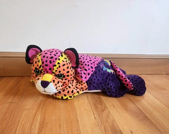 Peluche vintage de Lisa Frank, Lisa Frank Hunter, peluche grande de Lisa Frank, gato de Lisa Frank, tigre de Lisa Frank, peluche de los 90, gorro