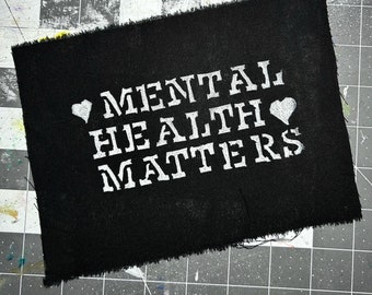 mental health matters lino block print patch