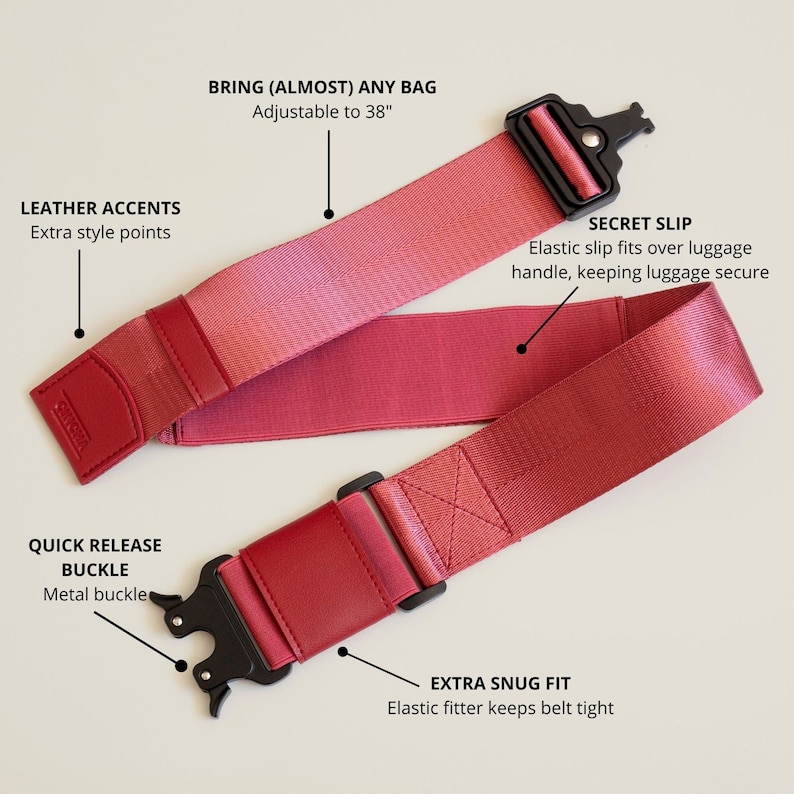Monogrammed Gifts Unique Travel Accessory Ruby Personalized Luggage Strap for Bags and Purses Luggage Belt