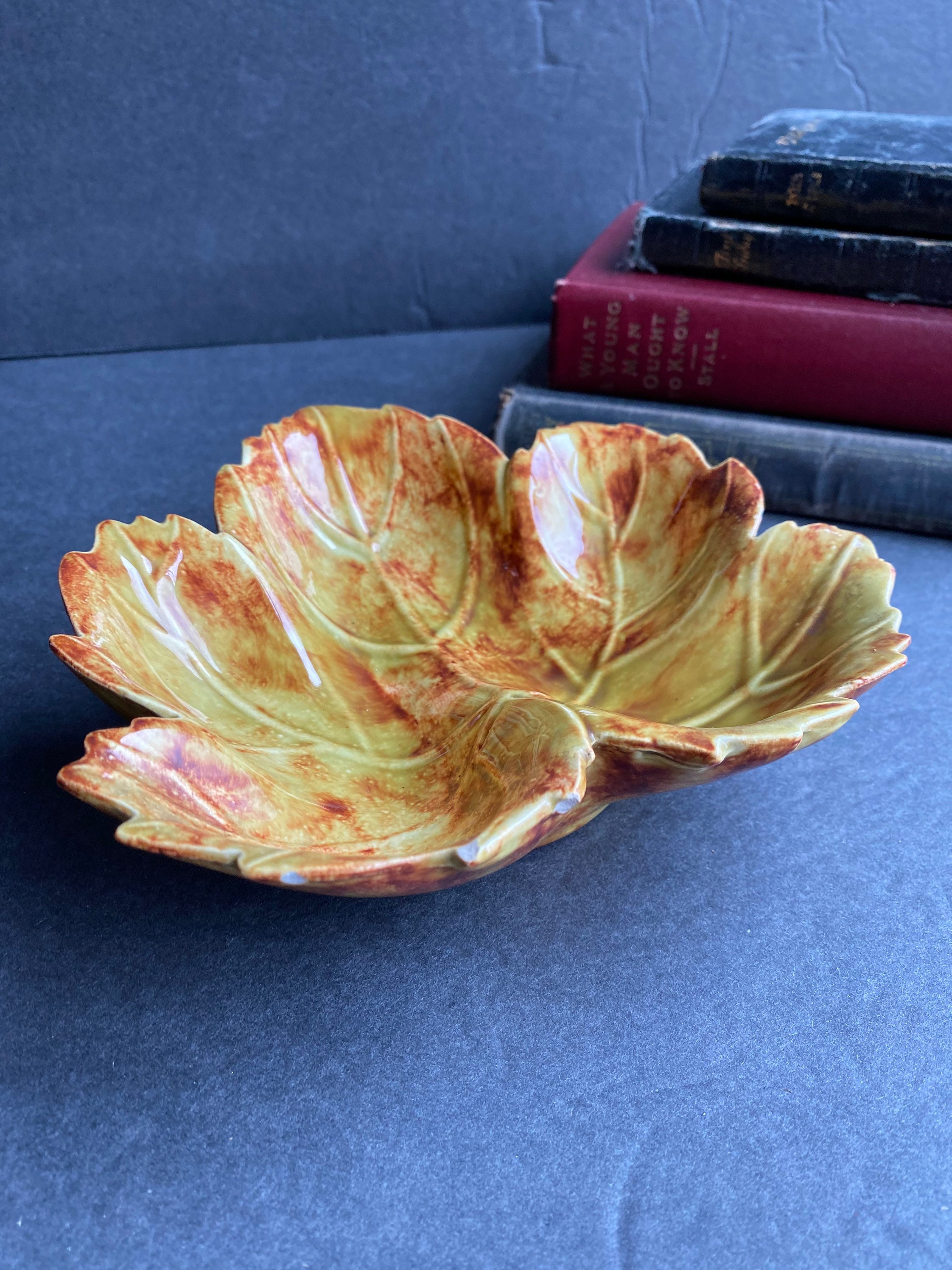 Vintage Handmade Ceramic Leaf Bowl Etsy