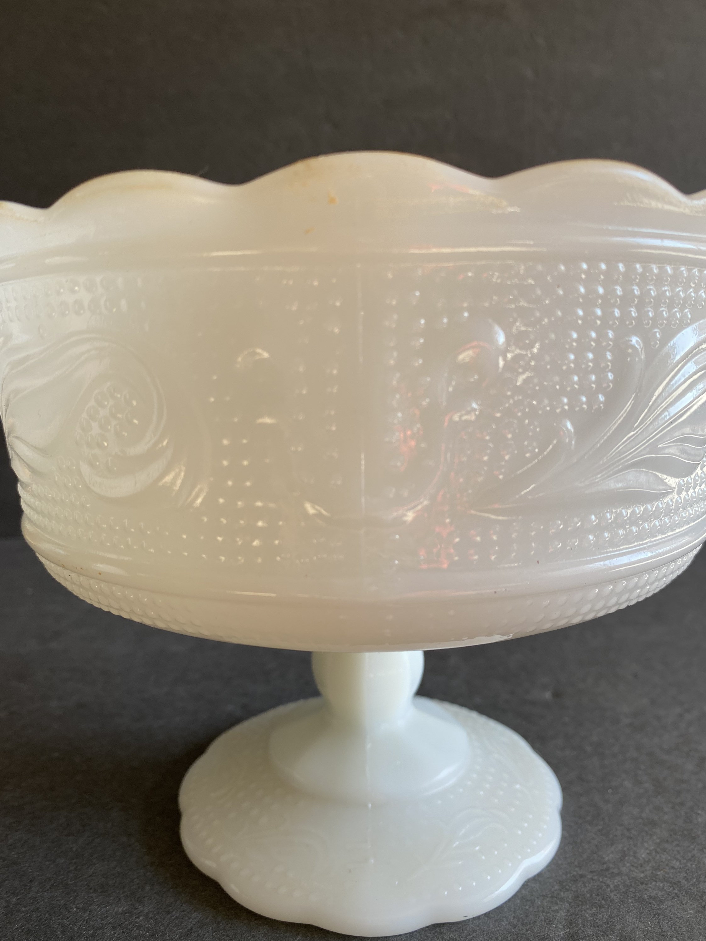 Vintage Milk Glass Pedestal Candy Dish E.O. Brody Etsy