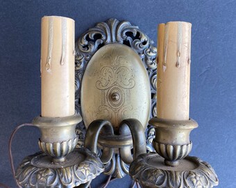 Vintage Brass Sconce, Two Light Wall Vintage Sconce, Solid Brass Vintage Wall Light