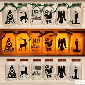 Christmas Mason Jar Luminaries (Set of 3), Christmas Mason Jars, Christmas Decorations, Mason Jar Decor