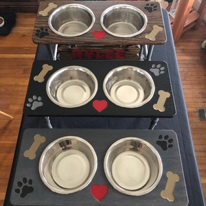 Small Raised Personalized Dog Feeder, Industrial Pipe Raised Personalized Dog Feeder (7.5in & 5.5in)