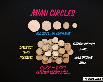 Laser Cut Birch Wood Mini Circles: Unfinished Craft Supplies, (1/4in Thick) - Custom Orders & Sizing