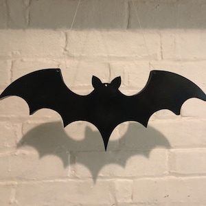 Hanging Halloween Wooden Black Bats 12inches, RUSTIC STYLE