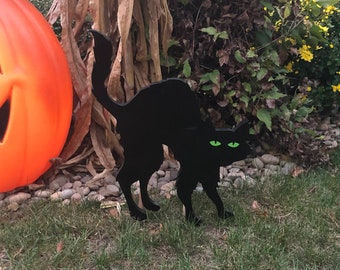 Black Wooden Halloween Cat