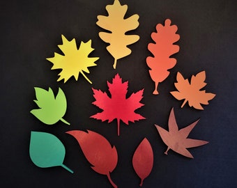 Wooden Fall Leaves, Sets of 10, Laser Cut